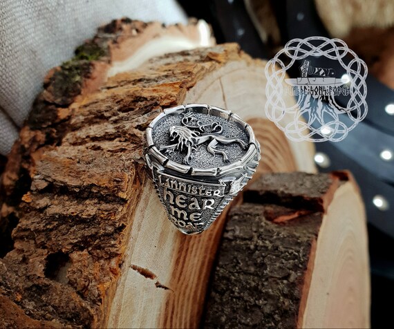 House Lannister Ring Game of Thrones Jewelry Lion Ring Tyrion Dragón De Madera Reloj Regalo para Hombre Grabada