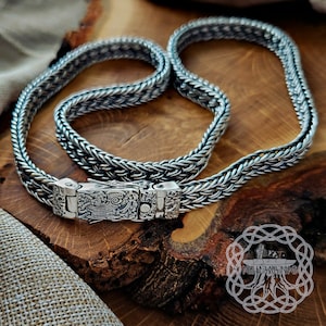 Unique viking chain. Sterling silver mammen style viking necklace. Norse mythology gift viking jewelry.