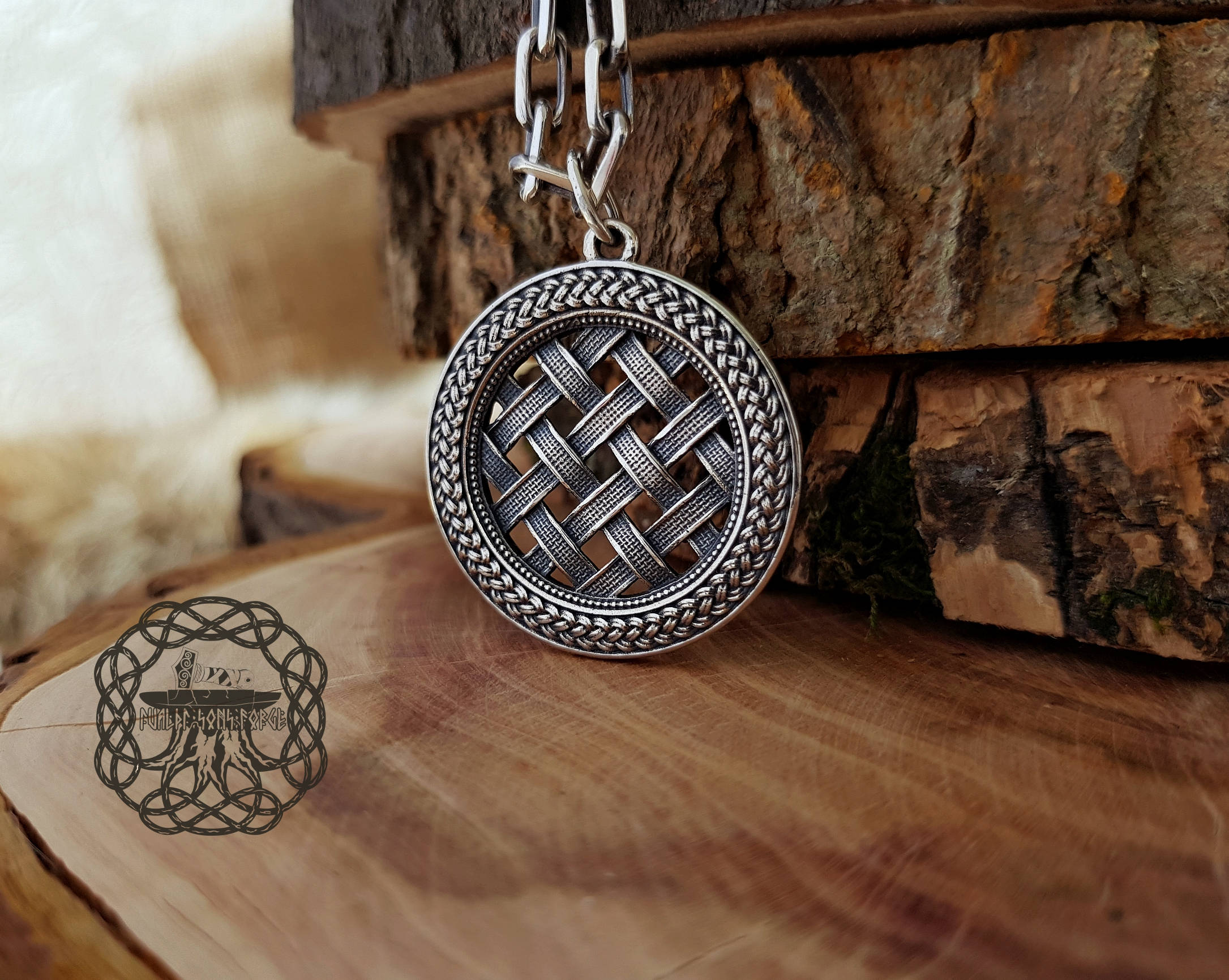 Sterling Silver Sown Field Pendant: Slavic Pagan Jewelry