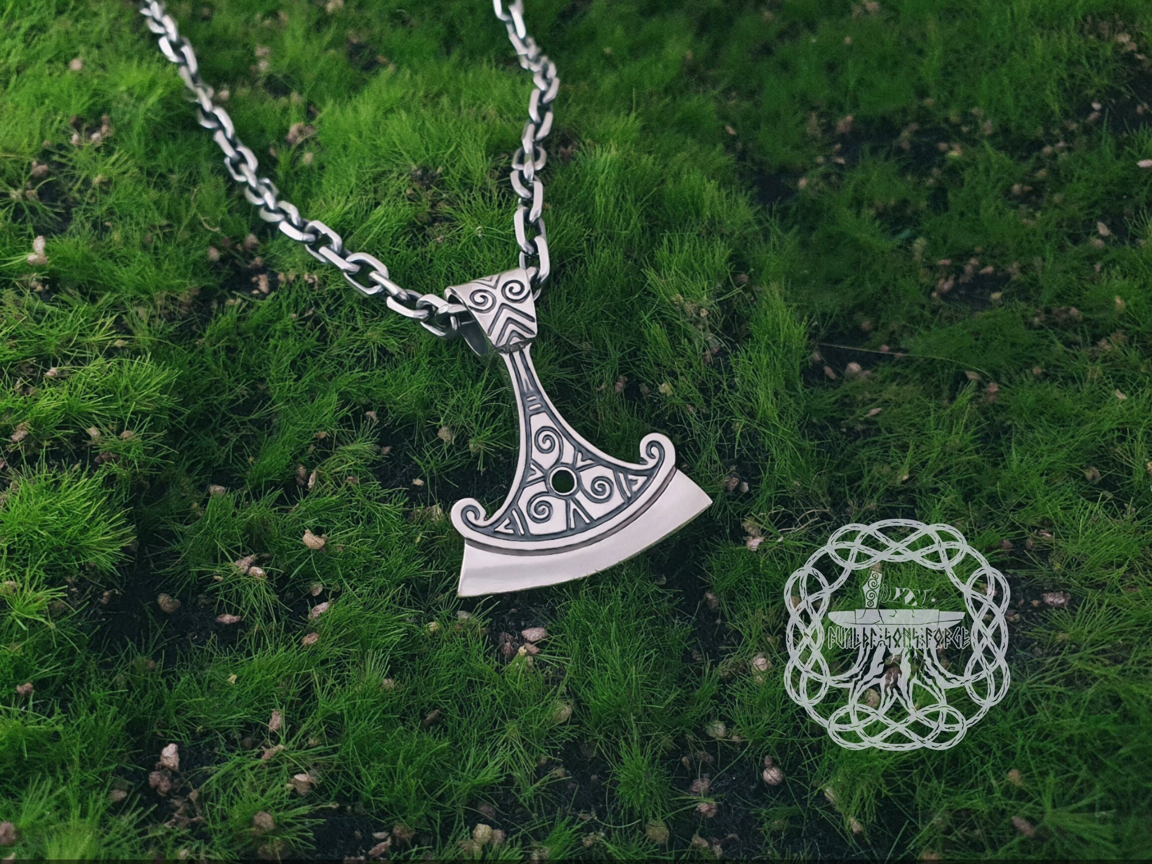 Collier Viking Pendentif Hache - Bronze Antique - Neuf Sans Emballage - Bijoux Homme