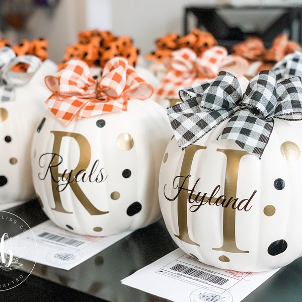 Personalized Halloween Fall Faux Foam Pumpkins - Halloween Pumpkins - Family Name Pumpkins - Reusable Faux Pumpkins - Fall Decor