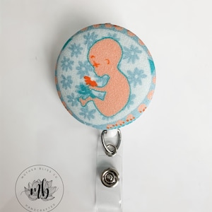 Interchangeable Badge Reel | Baby Floral Womb | Nurse Name Badge ID Holder, Alligator, Personalized Monogram Interchangeable Retractable