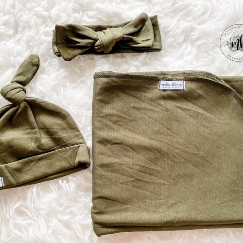 Swaddle Blanket Set Hat or Headband Baby Girl Boy Newborn Etsy