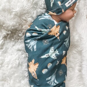 FIRST BABY - Plane Pets Swaddle Blanket - Blue main image 1
