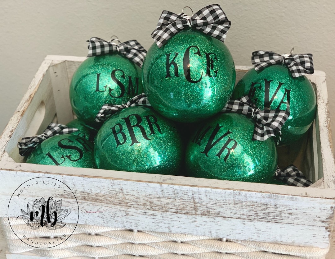 Personalized Monogrammed Christmas Ornament Glitter Ornament