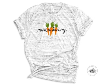 Camiseta a juego de zanahorias en acuarela de Mamá Conejita para mamá y bebé / Conjunto a juego de Pascua para mamá y bebé