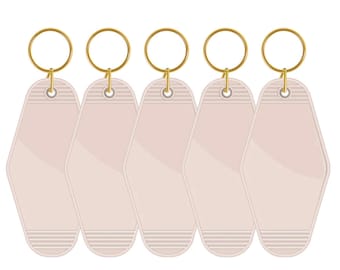 Retro Motel Keychain Blanks SET of 5 | Keychain with Gold Ring | Personalization Blanks Key Holder Blank | plastic keychain blank