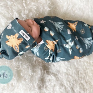 FIRST BABY - Plane Pets Swaddle Blanket - Blue