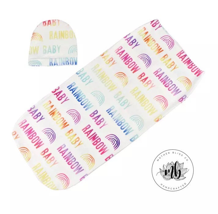 Rainbow Baby Swaddle Sack Set with Monogram Personalization Etsy