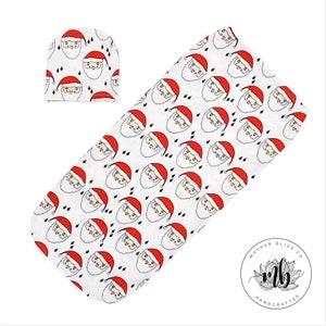 Santa Claus Christmas Baby Swaddle Sack Set | Newborn Photo Prop Cocoon | Newborn Swaddle Set with Headband | Ready to Ship Cocoon Sack