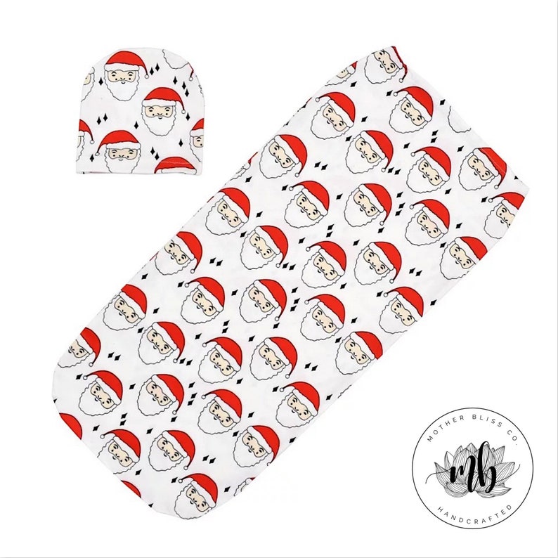 Santa Claus Christmas Baby Swaddle Sack Set Newborn Photo Prop Cocoon Newborn Swaddle Set with Headband Ready to Ship Cocoon Sack