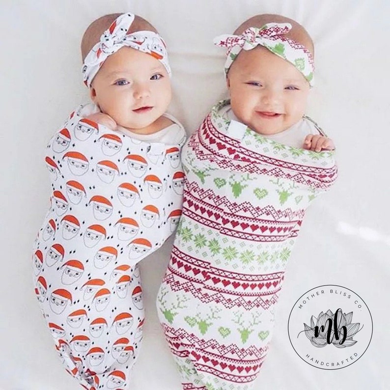 Santa Claus Christmas Baby Swaddle Sack Set Newborn Photo Prop Cocoon Newborn Swaddle Set with Headband Ready to Ship Cocoon Sack