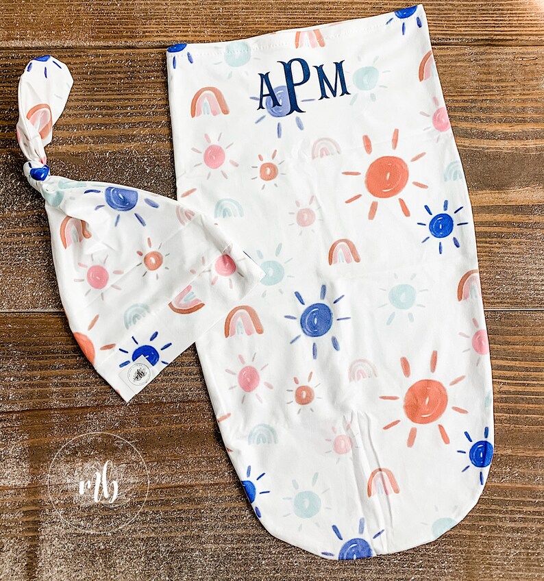 Gender Neutral Rainbow Sun Baby Swaddle Sack Set Newborn Etsy
