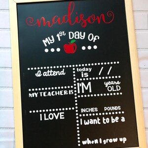 First Day of School Magnetic Chalkboard First Day of School Sign First Day of School First Day of School Chalkboard Back To School afbeelding 4