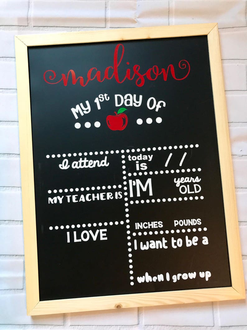 First Day of School Magnetic Chalkboard First Day of School Sign First Day of School First Day of School Chalkboard Back To School afbeelding 4