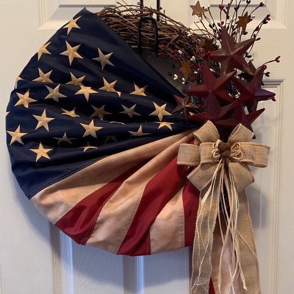 Patriotic wreath, 4th of July, Americana Wreath, Memorial Day, Military and Veterans Day Wreath, American Flag wreath