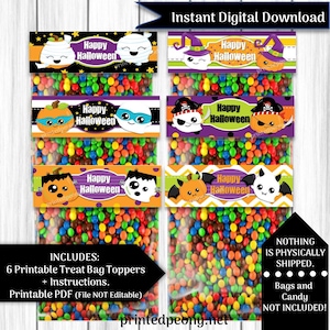 Halloween Treat Bag Toppers Halloween Party Favors Treat Bags Halloween Favors Party Favors Kids Halloween Party Candy Bag Toppers Printable