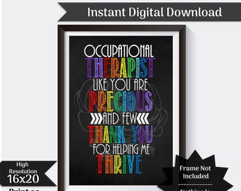 Occupational Therapist Gift Gift For Occupational Therapist Thank You Gift Pediatric OT Gift Printable Instant Download