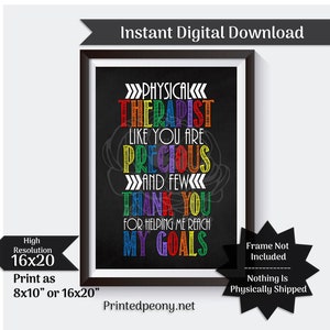 Fysiotherapeut cadeau voor fysiotherapeut bedankje fysiotherapie pediatrische PT cadeau afdrukbare Instant Download