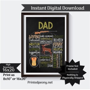 Papa Wand Kunst Jäger Geschenk für Papa Geschenk Jagd Vatertagsgeschenk Jäger Papa U-Bahn Art Printable Instant Download