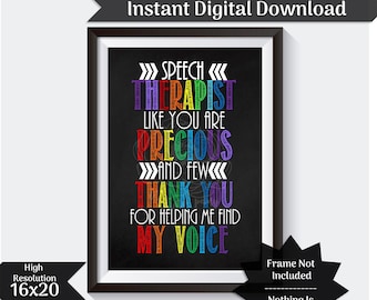 Speech Therapist Gift Gift For Speech Therapist Thank You Gift Pediatric Speech Therapist Gift Printable Instant Download