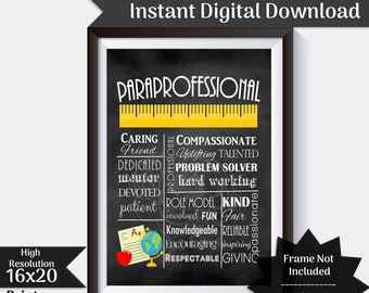 Paraprofessionals Gift Chalkboard Gift For Paras Thank You Gift Paraprofessional  Teacher Appreciation Gift Printable Instant Download