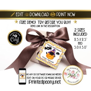 IMPRIMIBLE Halloween Treat Bag Toppers Halloween Party Favors Treat Bag Tags Fiesta personalizada Favores Kids Halloween Party Candy Bag Toppers