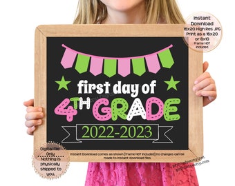 First Day of Fourth Grade Printable Sign First Day of School Sign 4th Grade Photo Prop 1st Day of Fourth Grade Printable Instant Download