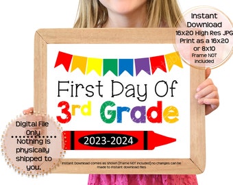 First Day of Third Grade Printable Sign First Day of School Sign 3rd Grade Photo Prop 1st Day of Third Grade Printable Instant Download