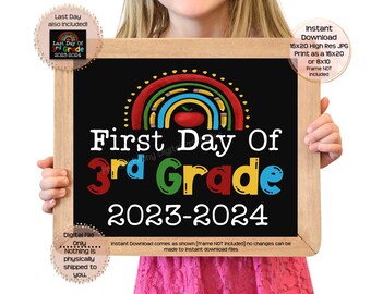 First Day of Third Grade Printable First Day Sign End of School Sign 3rd Grade Photo Prop End of Third Grade Printable Instant Download