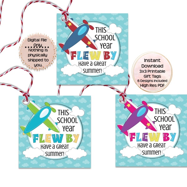 Flew By Last Day of School Gift Tag Teacher End of School Gift Tag from Teacher Last Day of School Gift Bag Label Printable Instant Download