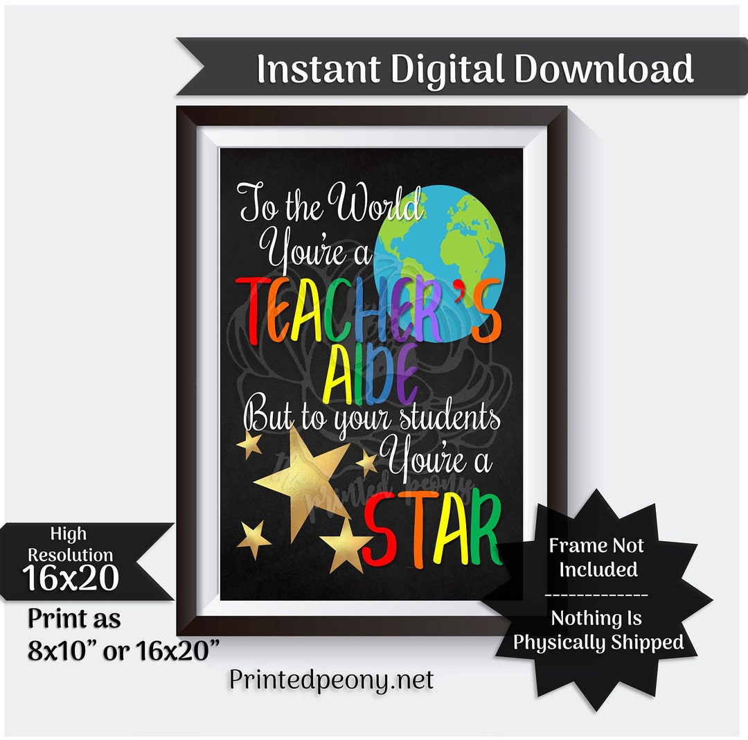 Teacher's Aide Gift Chalkboard Gift for Teacher's Aide Thank You Gift