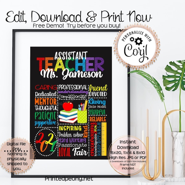 Teacher Assistant Appreciation Printable Etsy