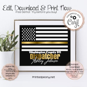 Personalized Printable 911 Dispatcher Gift Chalkboard Gift For Dispatcher Thank You Gift Telecommunicator Gift 911 Dispatcher Wall Art