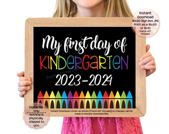 First Day of Kindergarten Printable Sign First Day of School Sign Kindergarten Photo Prop First Day Printable Instant Download