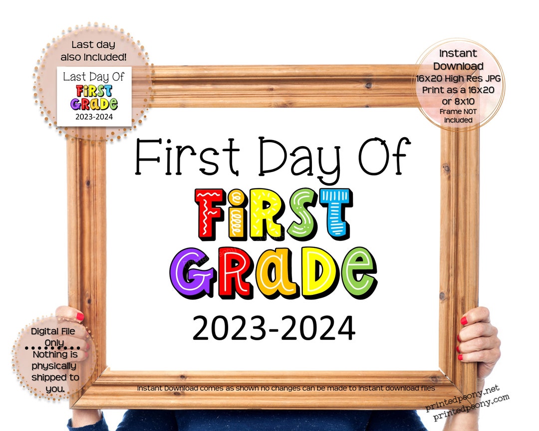 First Day of First Grade Printable Sign First Day of School Sign 1st First Day of First Grade Printable Sign First Day of School Sign 1st