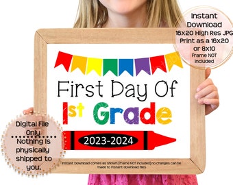 Eerste dag van het eerste leerjaar afdrukbare teken eerste dag van school ondertekenen 1e leerjaar foto Prop eerste dag afdrukbare Instant Download