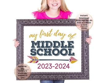 First Day of Middle School Printable Sign 1st Day of School Sign 6th Grade Photo Prop 1st Day of Sixth Grade Printable Instant Download