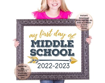 First Day of Middle School Printable Sign 1st Day of School Sign 6th Grade Photo Prop 1st Day of Sixth Grade Printable Instant Download