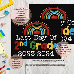 First Day of Second Grade Printable First Day Sign End of School Sign 2nd Grade Photo Prop End of Second Grade Printable Instant Download image 2