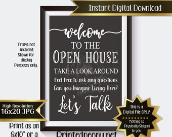 Makelaar Open Huis Afdrukbaar Welkomstbord Open Huis Teken Vastgoedmakelaar Open Huis Instant Digitale Download JPG