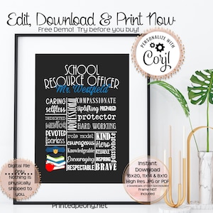 Personalized Printable School Resource Officer Gift Chalkboard Gift For SRO Thank You Gift School Resource Officer Gift SRO Wall Art