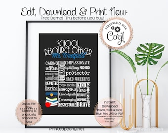 Personalized Printable School Resource Officer Gift Chalkboard Gift For SRO Thank You Gift School Resource Officer Gift SRO Wall Art