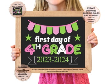 First Day of Fourth Grade Printable Sign First Day of School Sign 4th Grade Photo Prop 1st Day of Fourth Grade Printable Instant Download