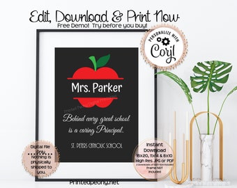 Personalized Printable Principal Gift Chalkboard Gift For Boss Thank You Gift Mentor Gift Teacher Appreciation School Gift