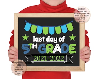 Last Day of Fifth Grade Printable Sign End of School Sign 5th Grade Photo Prop End of Fifth Grade Printable Instant Download