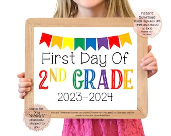 First Day of Second Grade Printable Sign First Day of School Sign 2nd Grade Photo Prop 1st Day of Second Grade Printable Instant Download