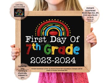 First Day of Seventh Grade Printable First Sign End of School Sign 7th Grade Photo Prop End of Seventh Grade Printable Instant Download