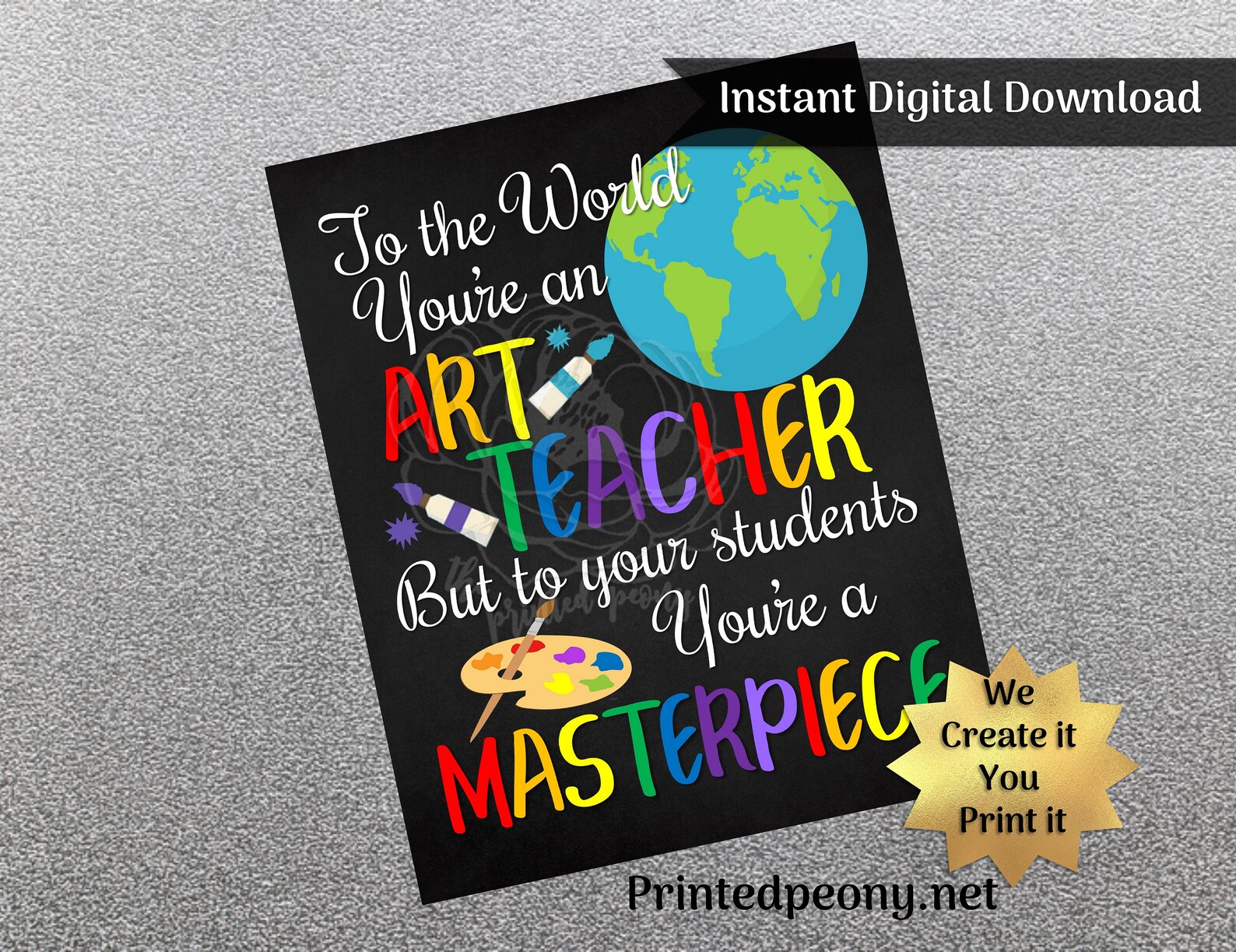 Art Teacher Gift Chalkboard Gift for Teacher Thank You Gift Etsy