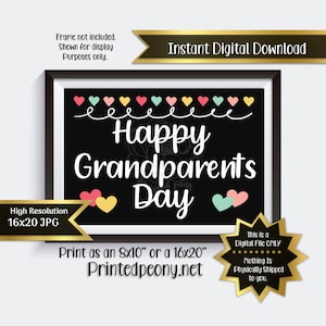 Happy Grandparents Day Photo Prop Happy Grandparents Day druckbare Tafel Zeichen Großeltern Tag druckbare Instant Download